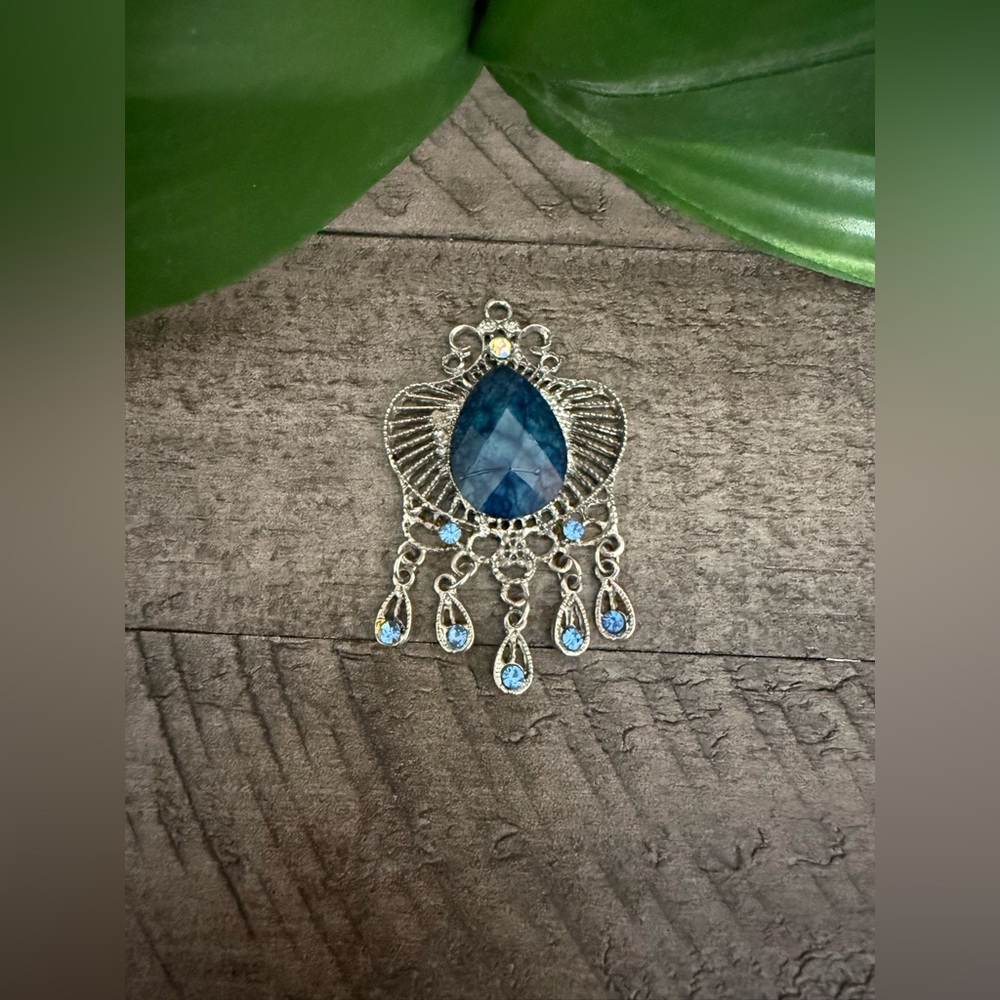 Vintage Blue Silver Chandelier Pendant